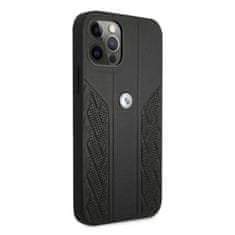 Bmw ETUI BMW BMHCP12MRSPPK IPHONE 12/12 PRO 6,1" CZARNY/BLACK HARDCASE LEATHER CURVE PERFORATE