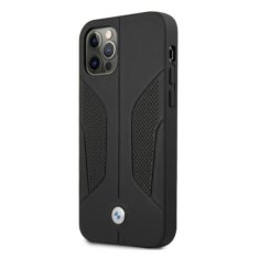 Bmw BMW BMHCP12MRSCSK PUZDRO IPHONE 12/12 PRO 6,1" ČIERNE/ČIERNE PEVNÉ PUZDRO KOŽENÉ PERFOROVANÉ STRANY