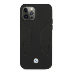 Bmw BMW BMHCP12MRSCSK PUZDRO IPHONE 12/12 PRO 6,1" ČIERNE/ČIERNE PEVNÉ PUZDRO KOŽENÉ PERFOROVANÉ STRANY