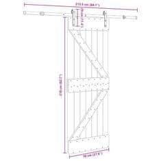 Vidaxl Posuvné dvere so sadou kovania 70x210 cm borovicový masív