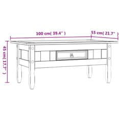 Vidaxl Konferenčný stolík, mexická borovica Corona, biely 100x55x45 cm