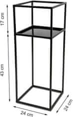 Dekorstyle Stojan na kvety s policou 60 cm čierny