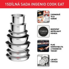 Tefal Cook Eat Ingenio, 15dielna sada kuchynského riadu L881SF04