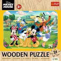 Trefl Drevené puzzle Mickey a priatelia 24 dielikov