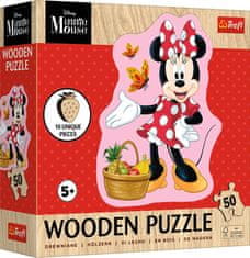 Trefl Drevené obrysové puzzle Šťastná Minnie 50 dielikov