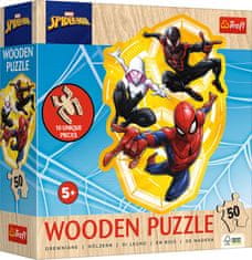 Trefl Drevené obrysové puzzle Spiderman: Pripravený do akcie 50 dielikov