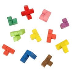 Ikonka Montessori vzdelávacie drevené puzzle bloky farebné