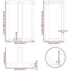 Vidaxl Nohy jedálenského stola v tvare T 2 ks čierny 50x35x(72-73) cm