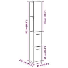 Vidaxl Kúpeľňová skrinka Old Wood 25x25x170 cm Engineered Wood