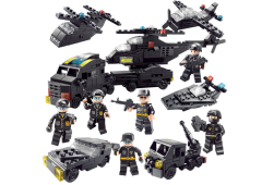 Lean-toys Policajné vojenské figúrky Set 343 El. 6v1 čierna