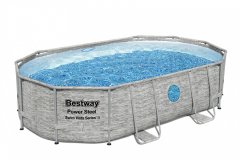 Lean-toys Power Steel Swim Vista bazén s oknom 488x305x107 16x10FT BESTWAY 6in1 + pieskové čerpadlo