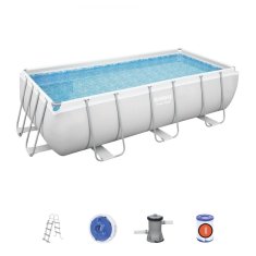 Lean-toys Power Steel 404x201x100 Tmavo šedá 13x6FT BESTWAY 6in1 Rack Pool + čerpadlo + rebrík