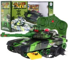 Lean-toys Tank na diaľkové ovládanie pre deti 3+ zelený + interaktívne efekty + streľba + diaľkové ovládanie