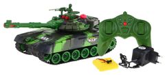 Lean-toys Tank na diaľkové ovládanie pre deti 3+ zelený + interaktívne efekty + streľba + diaľkové ovládanie