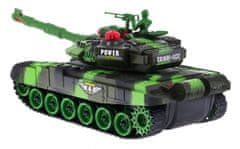 Lean-toys Tank na diaľkové ovládanie pre deti 3+ zelený + interaktívne efekty + streľba + diaľkové ovládanie