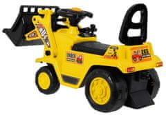 Lean-toys Kočík Baby Bulldozer + pohyblivý kýbel + klaksón + úložný kút + prilba