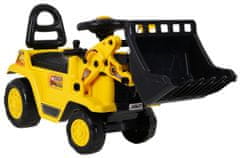 Lean-toys Kočík Baby Bulldozer + pohyblivý kýbel + klaksón + úložný kút + prilba