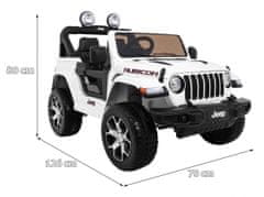 Lean-toys Jeep Wrangler Rubicon batéria pre deti biela + diaľkové ovládanie + MP3 LED rádio + EVA kolesá