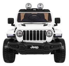 Lean-toys Jeep Wrangler Rubicon batéria pre deti biela + diaľkové ovládanie + MP3 LED rádio + EVA kolesá