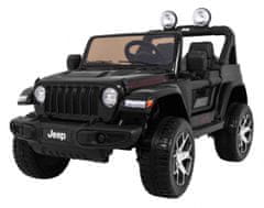 Lean-toys Jeep Wrangler Rubicon batéria pre deti čierna + diaľkové ovládanie + MP3 LED rádio + EVA kolesá