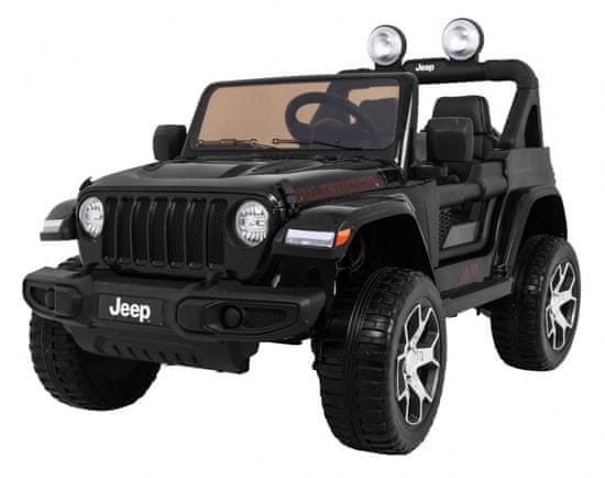 Lean-toys Jeep Wrangler Rubicon batéria pre deti čierna + diaľkové ovládanie + MP3 LED rádio + EVA kolesá