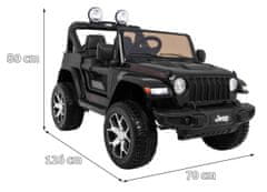 Lean-toys Jeep Wrangler Rubicon batéria pre deti čierna + diaľkové ovládanie + MP3 LED rádio + EVA kolesá