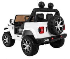 Lean-toys Jeep Wrangler Rubicon batéria pre deti biela + diaľkové ovládanie + MP3 LED rádio + EVA kolesá