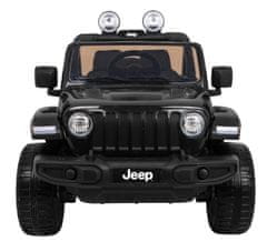 Lean-toys Jeep Wrangler Rubicon batéria pre deti čierna + diaľkové ovládanie + MP3 LED rádio + EVA kolesá