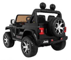 Lean-toys Jeep Wrangler Rubicon batéria pre deti čierna + diaľkové ovládanie + MP3 LED rádio + EVA kolesá