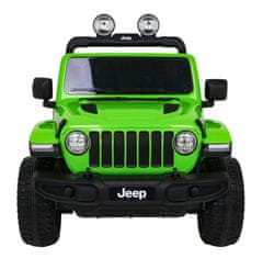 Lean-toys Jeep Wrangler Rubicon batéria pre deti Zelená + diaľkové ovládanie + MP3 LED rádio + EVA kolesá