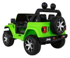 Lean-toys Jeep Wrangler Rubicon batéria pre deti Zelená + diaľkové ovládanie + MP3 LED rádio + EVA kolesá