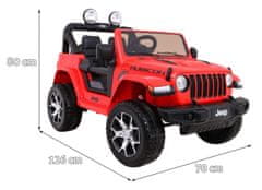 Lean-toys Jeep Wrangler Rubicon batéria pre deti Červená + diaľkové ovládanie + MP3 LED rádio + EVA kolesá