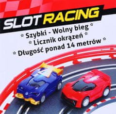 Lean-toys 14-metrowy Tor wyścigowy dla dzieci 3-8 lat Funkcja zmiany prędkości + 2 autka + 2 pętle 360