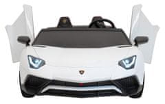 Lean-toys Lamborghini Aventador SV na batérie pre 2 deti Biely + bezkartáčový motor + nafukovacie kolesá + LED audio