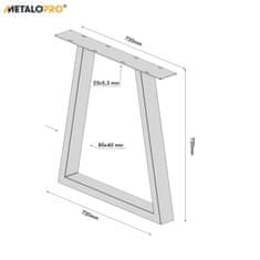 MetaloPro MetaloPro Nemesis Lite - Stolové Nohy, Kovové, Trapezové, Ľahká Konštrukcia Pre Moderné Obytné A Pracovné Priestory