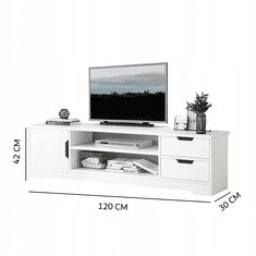 MUVU TV SKRINKA BIELA STOJACA TV KOMODA MODERNÁ 120 CM