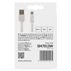 EMOS Nabíjací a dátový kábel USB-A 2.0 / Lightning MFi, 1 m, biely