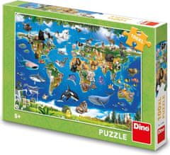 DINO Puzzle Mapa zvierat XL 100 dielikov