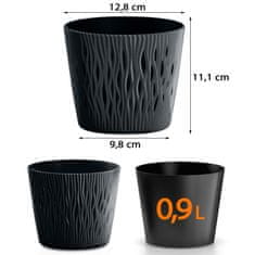 Prosperplast Kvetináč 13cm SANDY ROUND + vložka, antracit