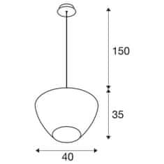 SLV BIG WHITE (SLV) PANTILO CONVEX 40 závesné svietidlo, 150cm, E27, max. 40W, biele 1007878