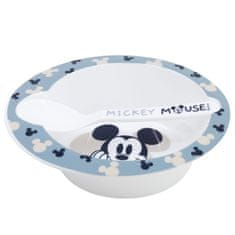 Stor Detský plastový riad 2ks, Mickey Mouse Baby Blue (miska, lyžička), 10478