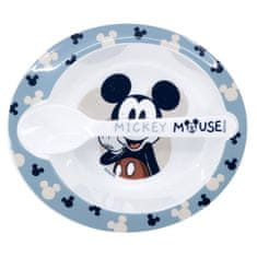 Stor Detský plastový riad 2ks, Mickey Mouse Baby Blue (miska, lyžička), 10478