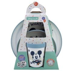 Stor Detský plastový riad Mickey Mouse Baby Blue Premium (tanier, miska, pohár), 10495