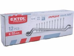 Extol Premium Kľúče očkové vyhnuté, 12-dielna sada, 6-32mm, CrV, EXTOL PREMIUM