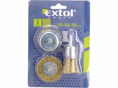 Extol Craft Kartáče so stopkou, vlnitý pomosadzený drôt 0,3mm, 3-dielna sada, EXTOL CRAFT