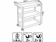 Extol Craft Vozík na náradie, 3 police, max. 40kg/policu, EXTOL CRAFT