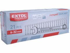 Extol Premium Kľúče očko-vidlicové 6-32mm, sada 21ks, nylonové puzdro, CrV, EXTOL PREMIUM