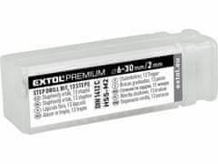 Extol Premium Vrták stupňovitý 6-30mm, stupňovanie 2mm, 13 otvorov, stopka pr.10mm, dĺžka 95mm, HSS, DIN 1412C