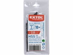 Extol Premium Vrták do kovu 10ks, HSS, DIN338, Ø2,0mm, EXTOL PREMIUM