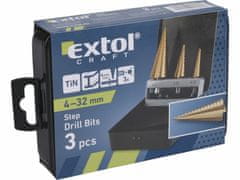 Extol Craft Vrtáky stupňovité TiN, sada 3ks, Ø4-12/1mm, Ø4-20/2mm, Ø4-32/2mm, EXTOL CRAFT